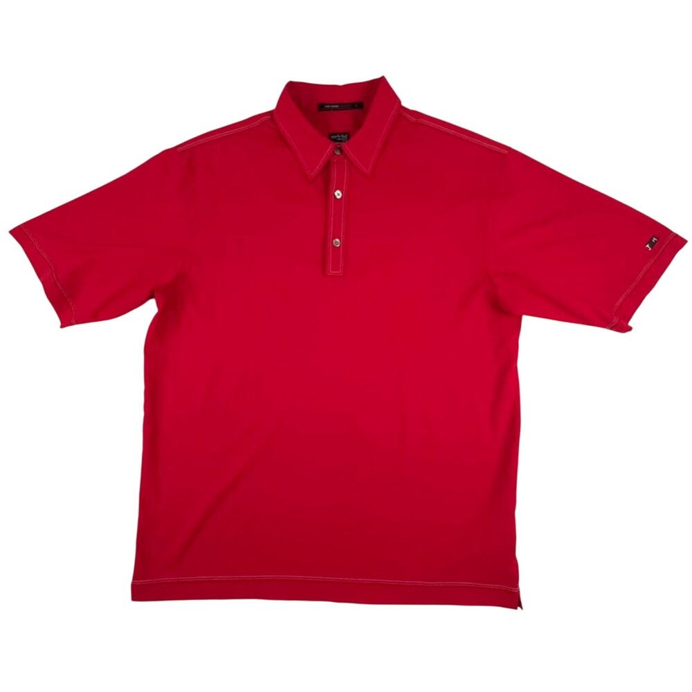 Vintage Nike Tiger Woods Polo Shirt Mens Medium Red Fit Dry Golf Contrast Stitch